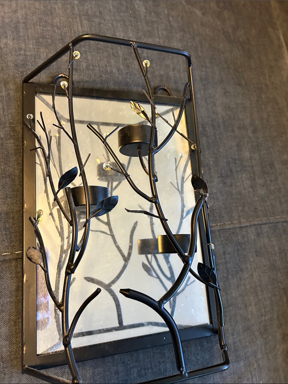 Black Metal Branch Wall Sconce Mirror Accent